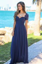 Vestidos de dama de honor de gasa con escote corazón y apliques BD099